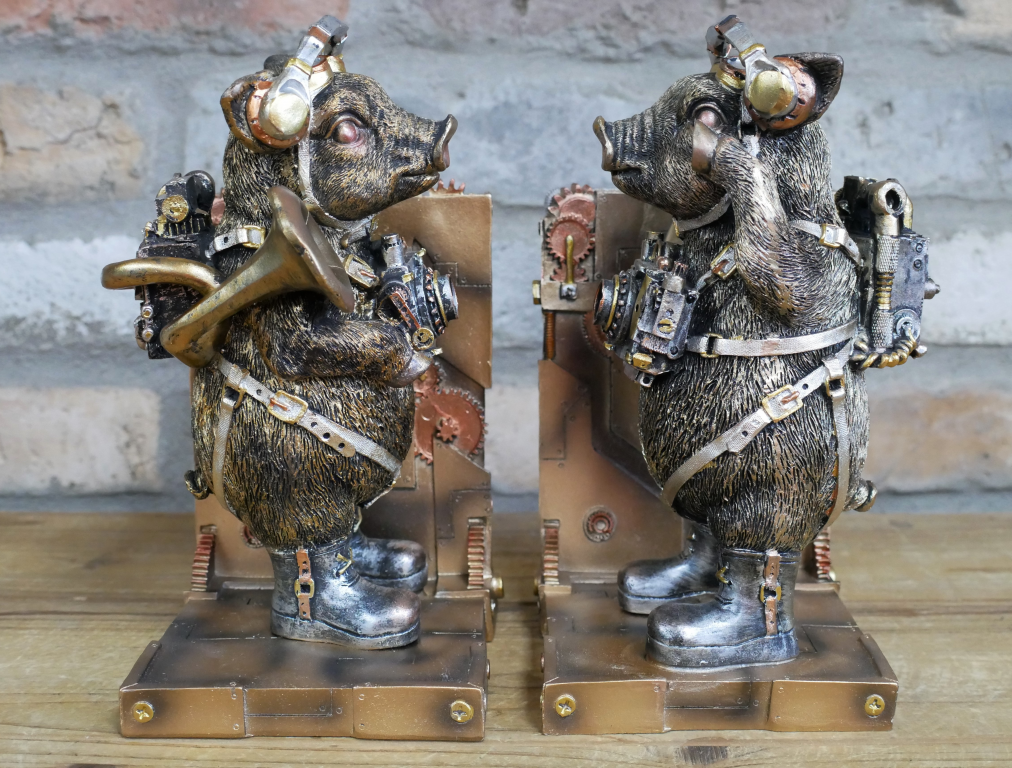 Steampunk Pig Book Ends