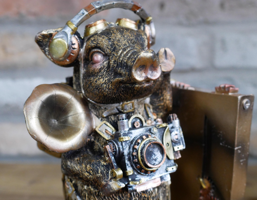 Steampunk Pig Book Ends