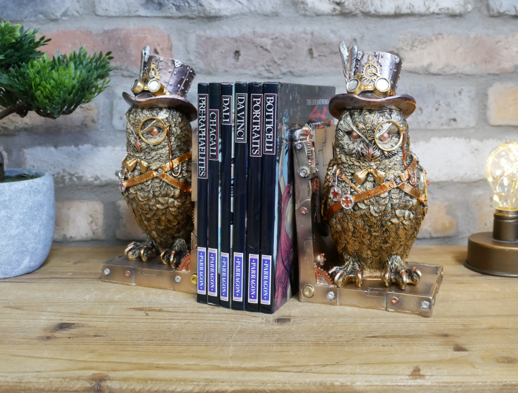 Steampunk Owl Book Ends