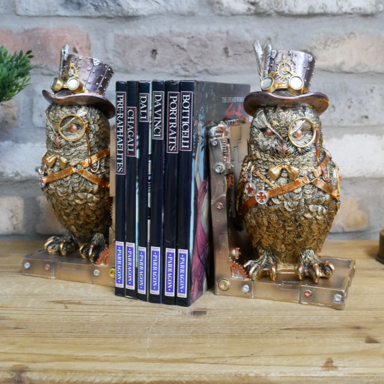 Steampunk Owl Book Ends