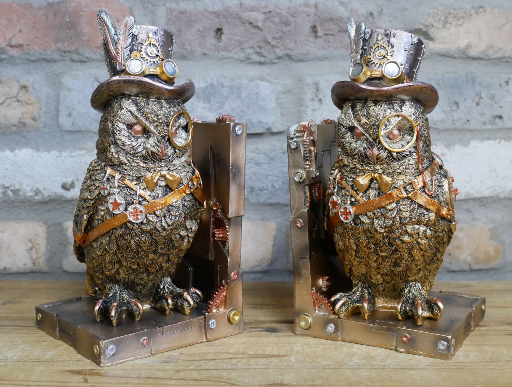 Steampunk Owl Book Ends