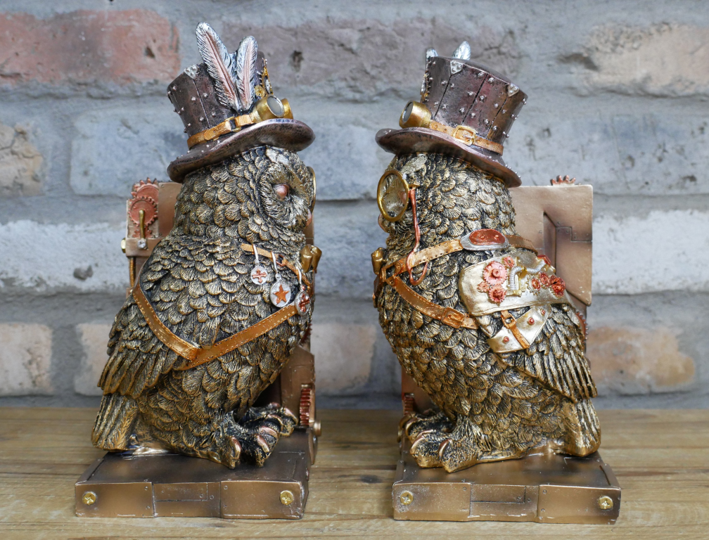 Steampunk Owl Book Ends
