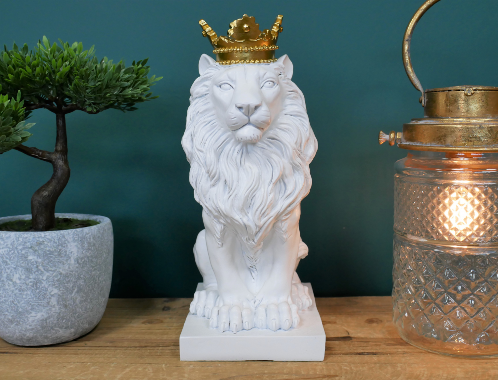 Small White Lion With Crown