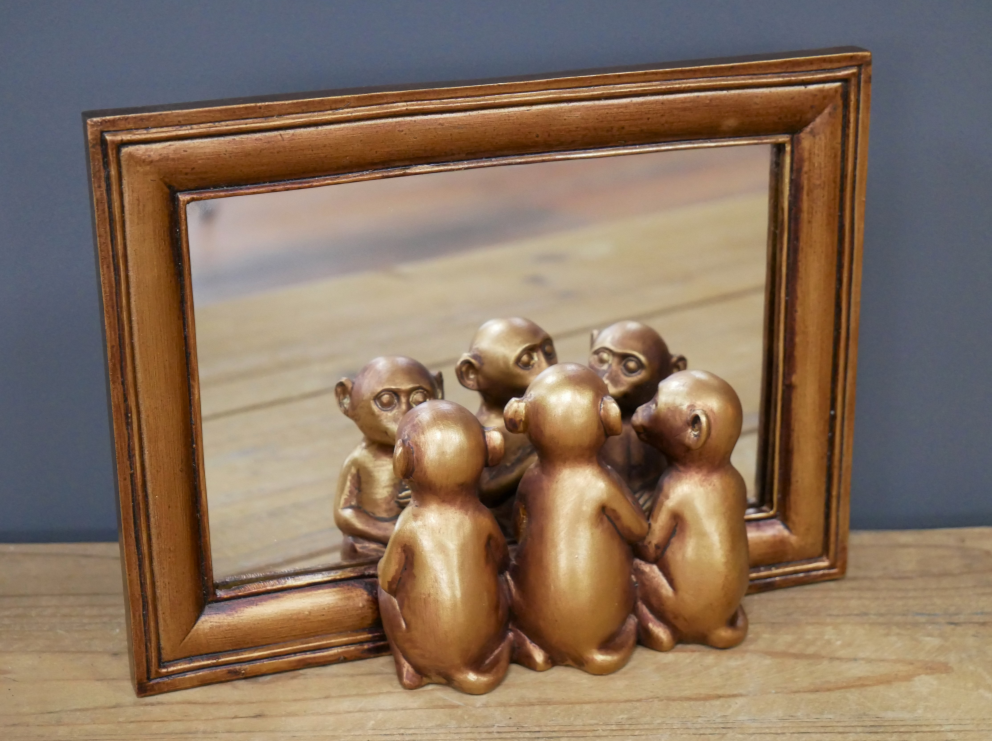 Three Monkeys Mirror (Gold)