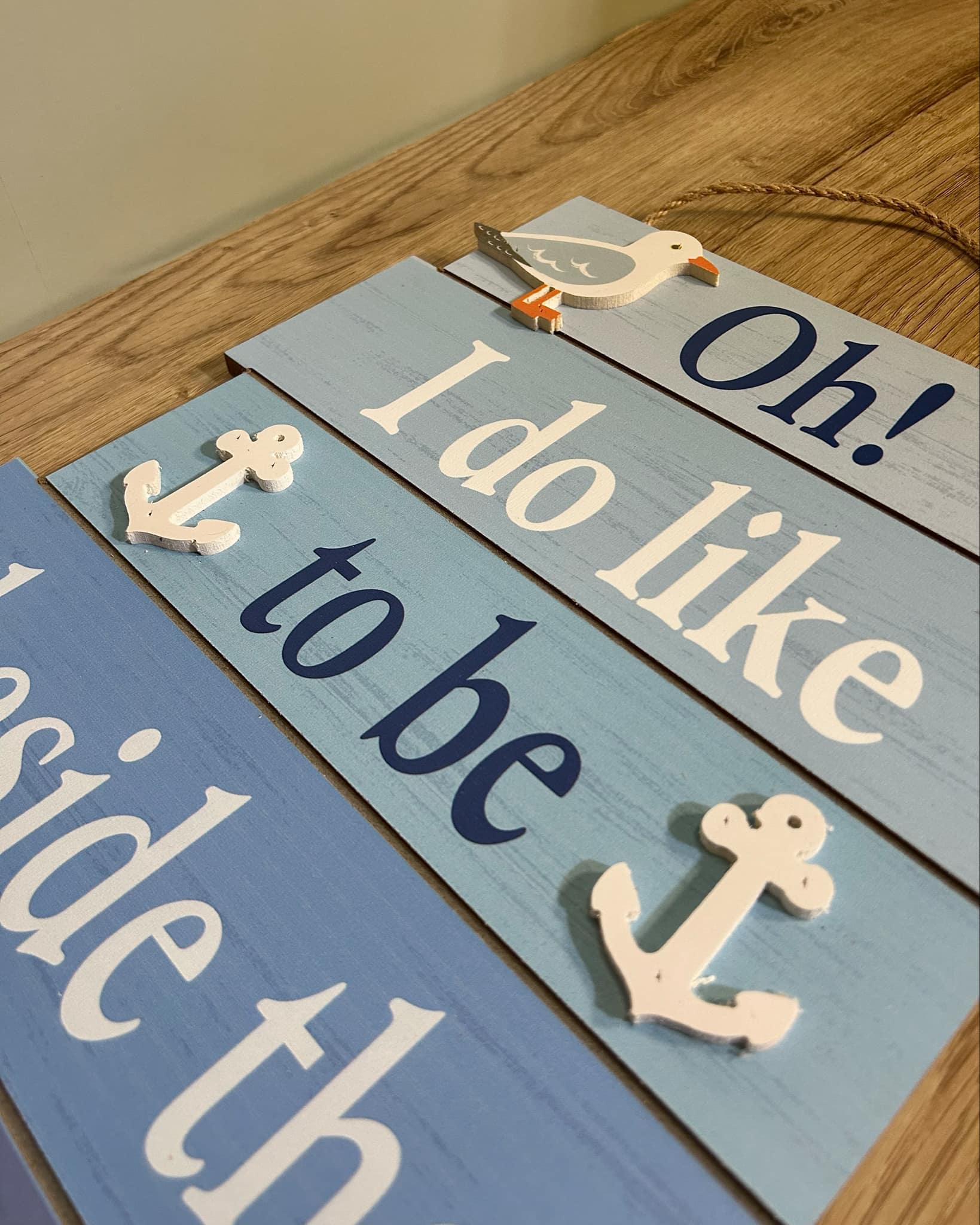 Wooden Rope Sign - Beside The Seaside