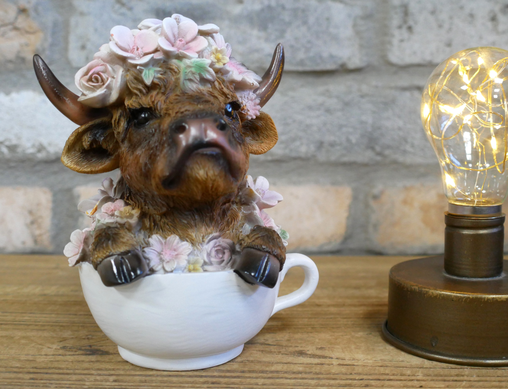 Small Highland Cow In A Tea Cup