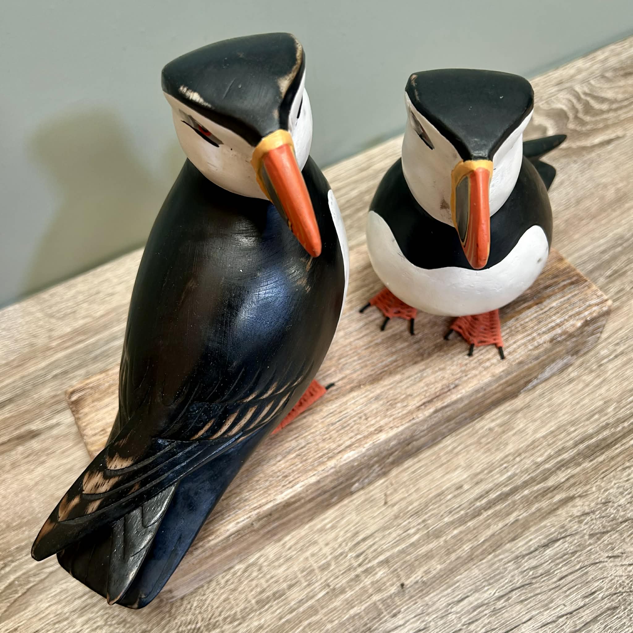Puffins On Wooden Stand