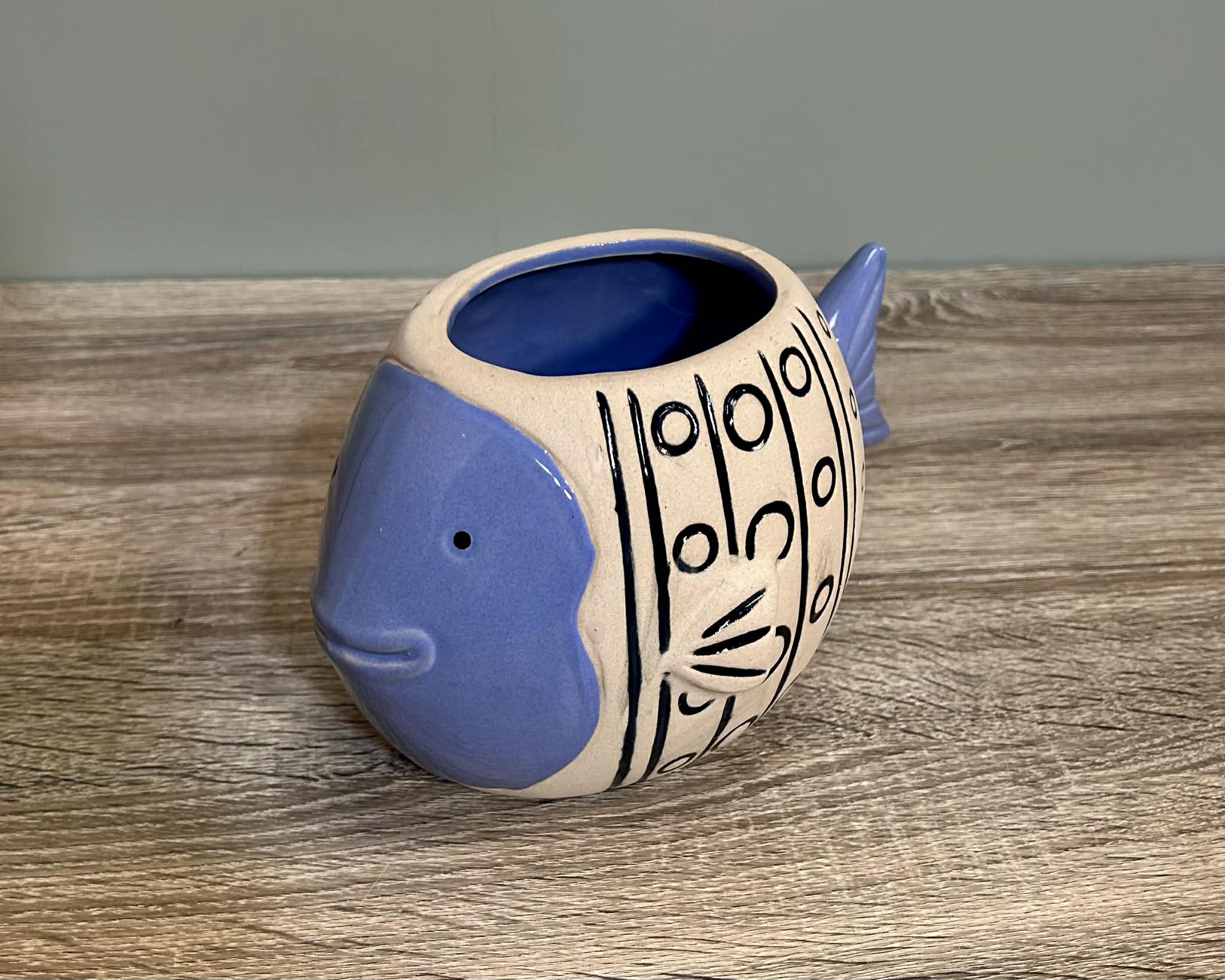 Ceramic Blue Fish Planter