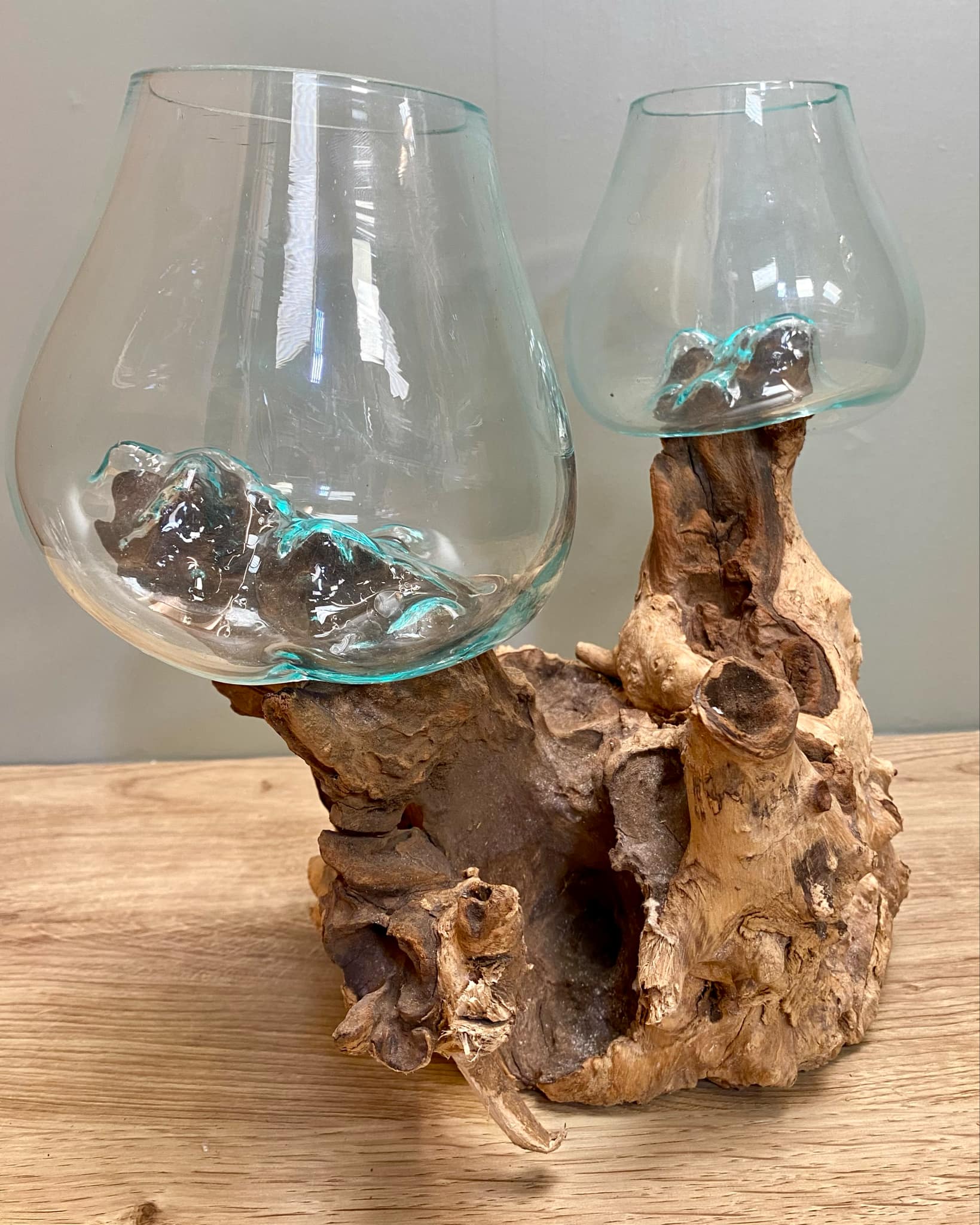 Driftwood Double Glass Vase