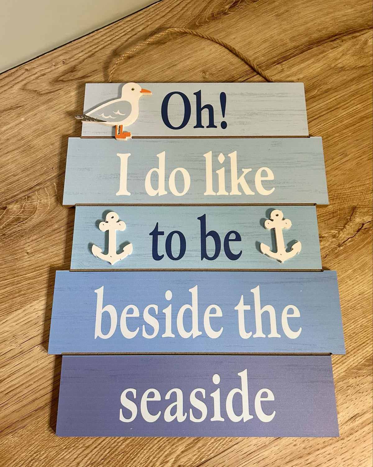 Wooden Rope Sign - Beside The Seaside