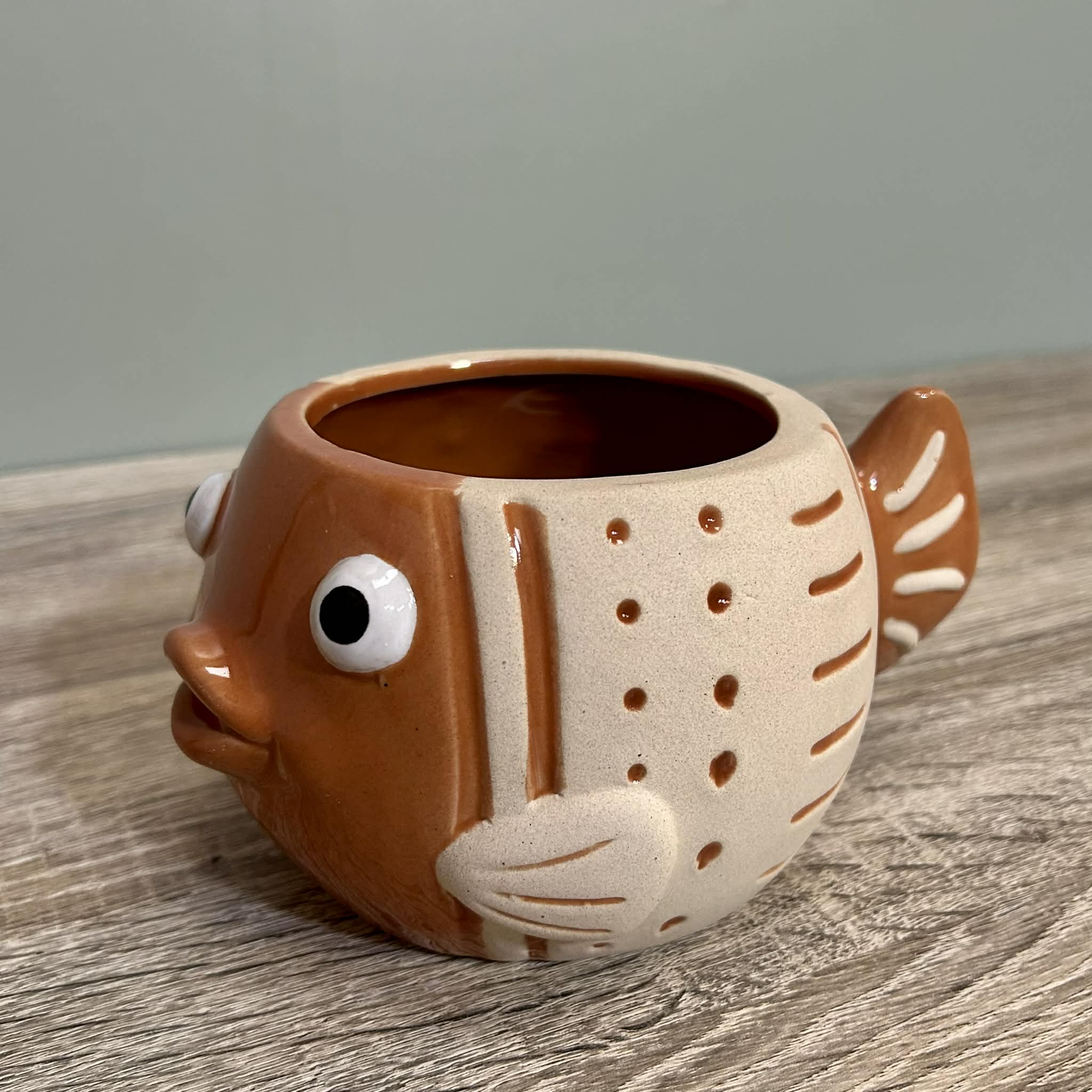 Ceramic Orange Fish Planter