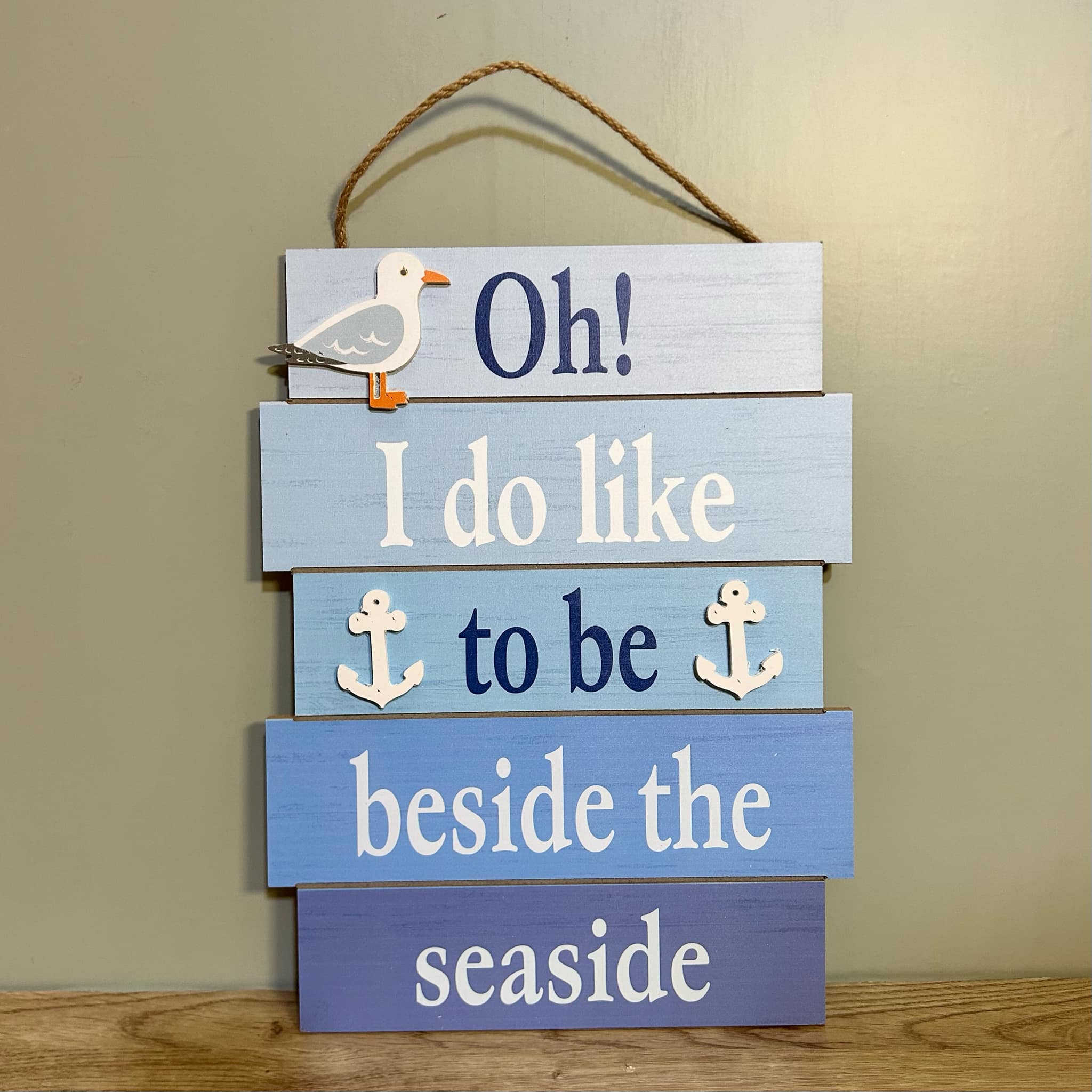 Wooden Rope Sign - Beside The Seaside