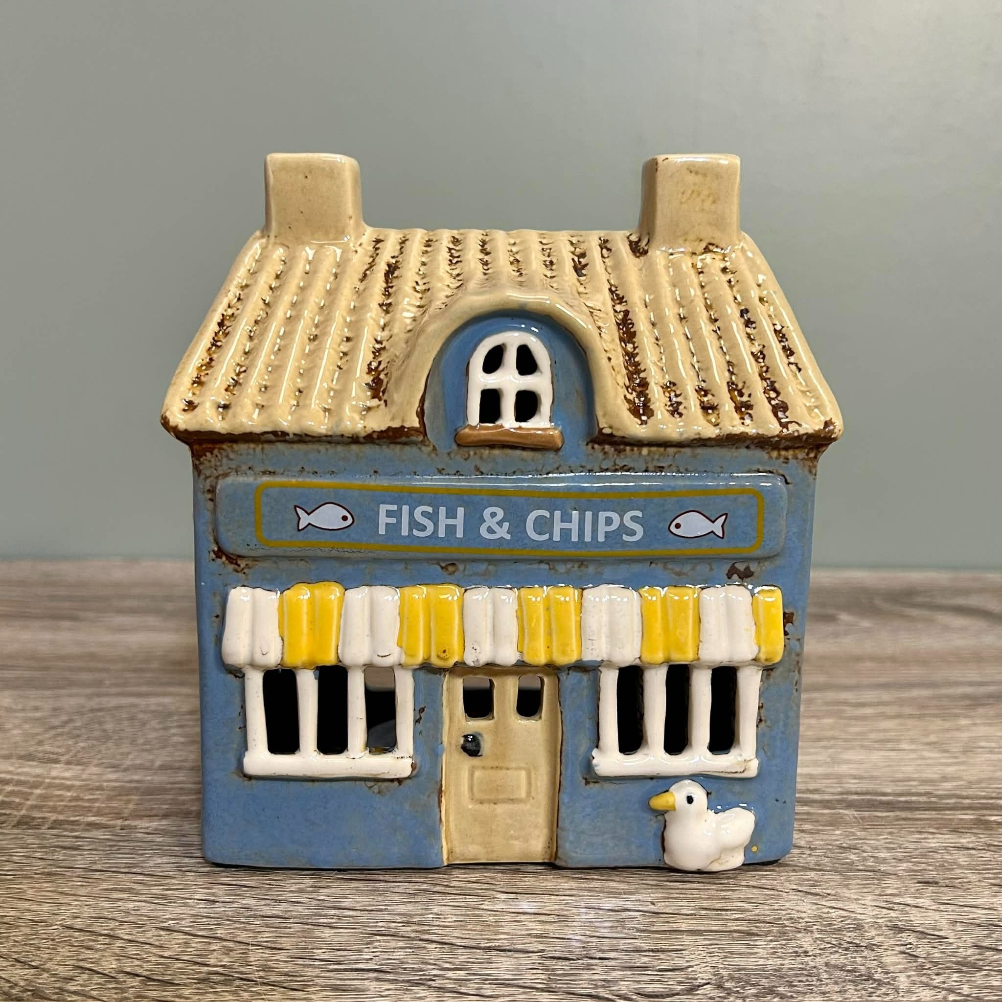 Ceramic Tealight Fish And Chip Shop