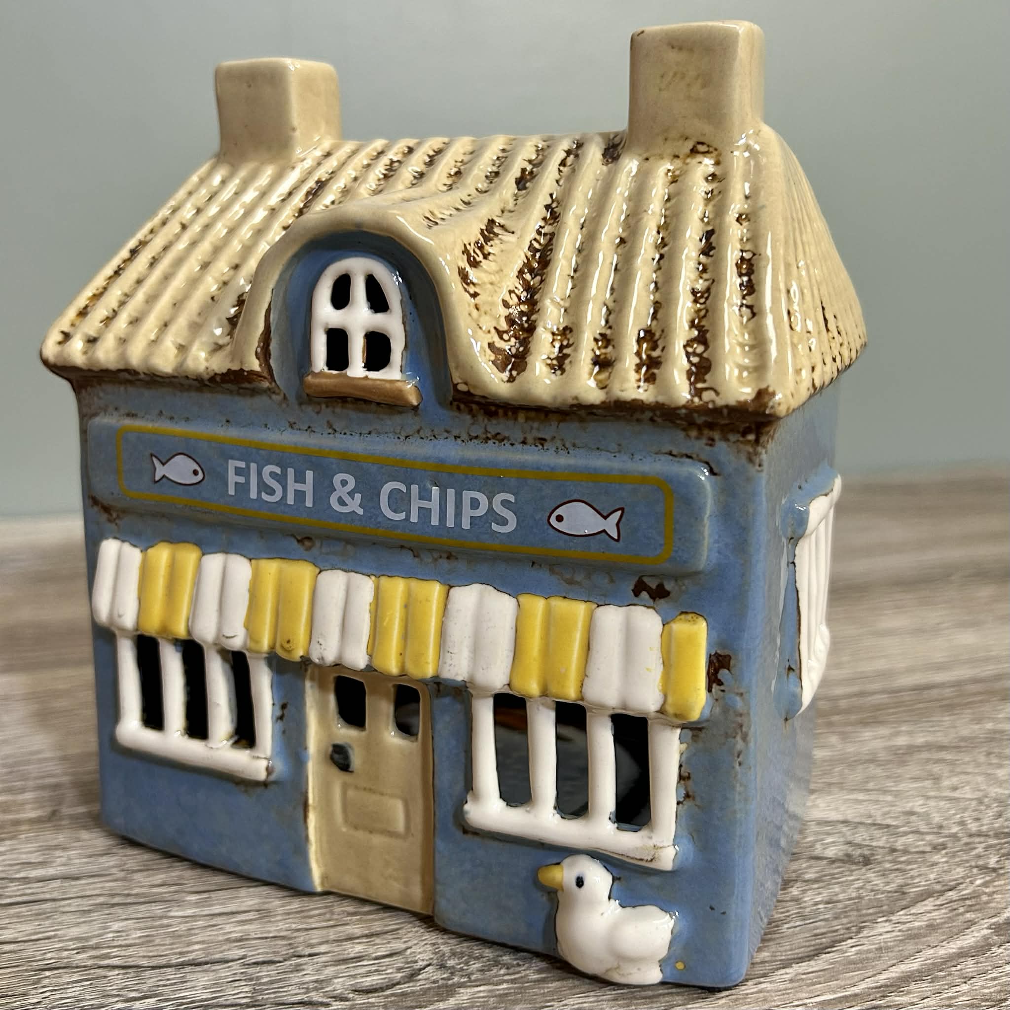 Ceramic Tealight Fish And Chip Shop
