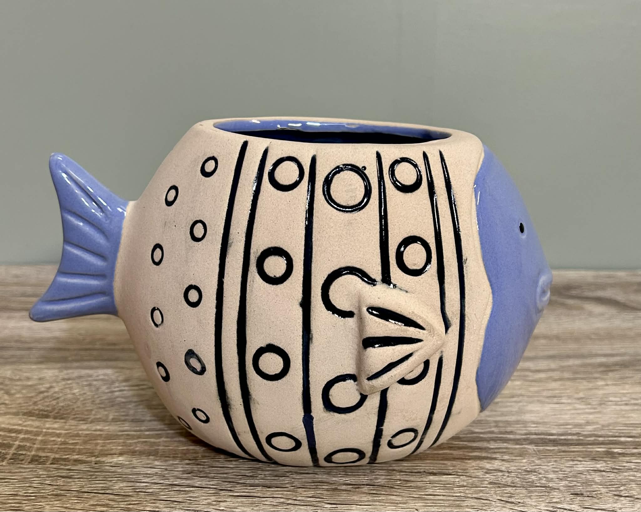 Ceramic Blue Fish Planter