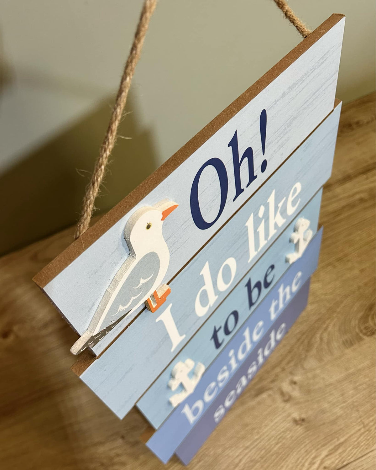 Wooden Rope Sign - Beside The Seaside