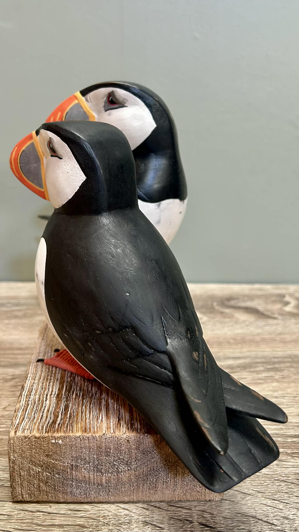 Puffins On Wooden Stand