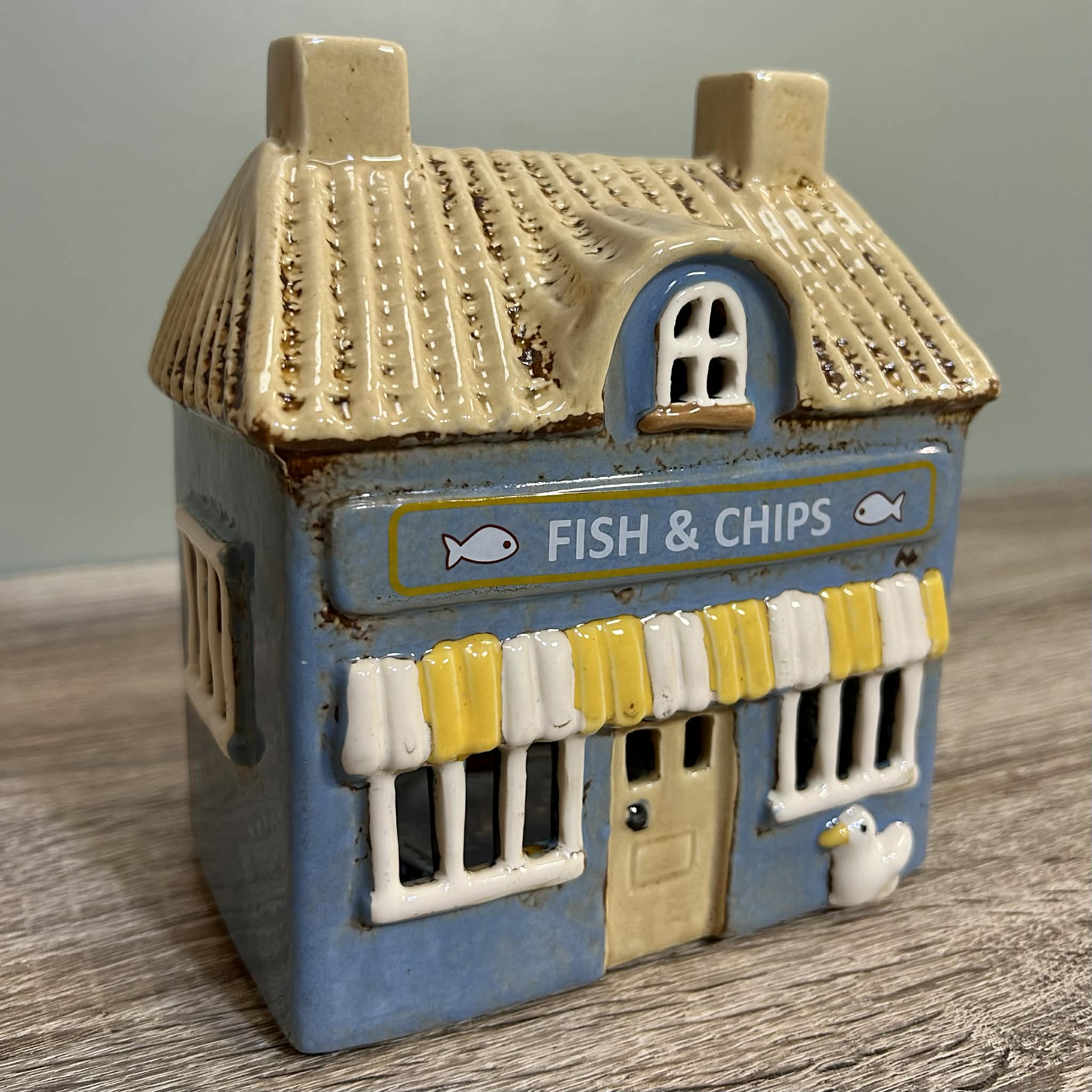 Ceramic Tealight Fish And Chip Shop