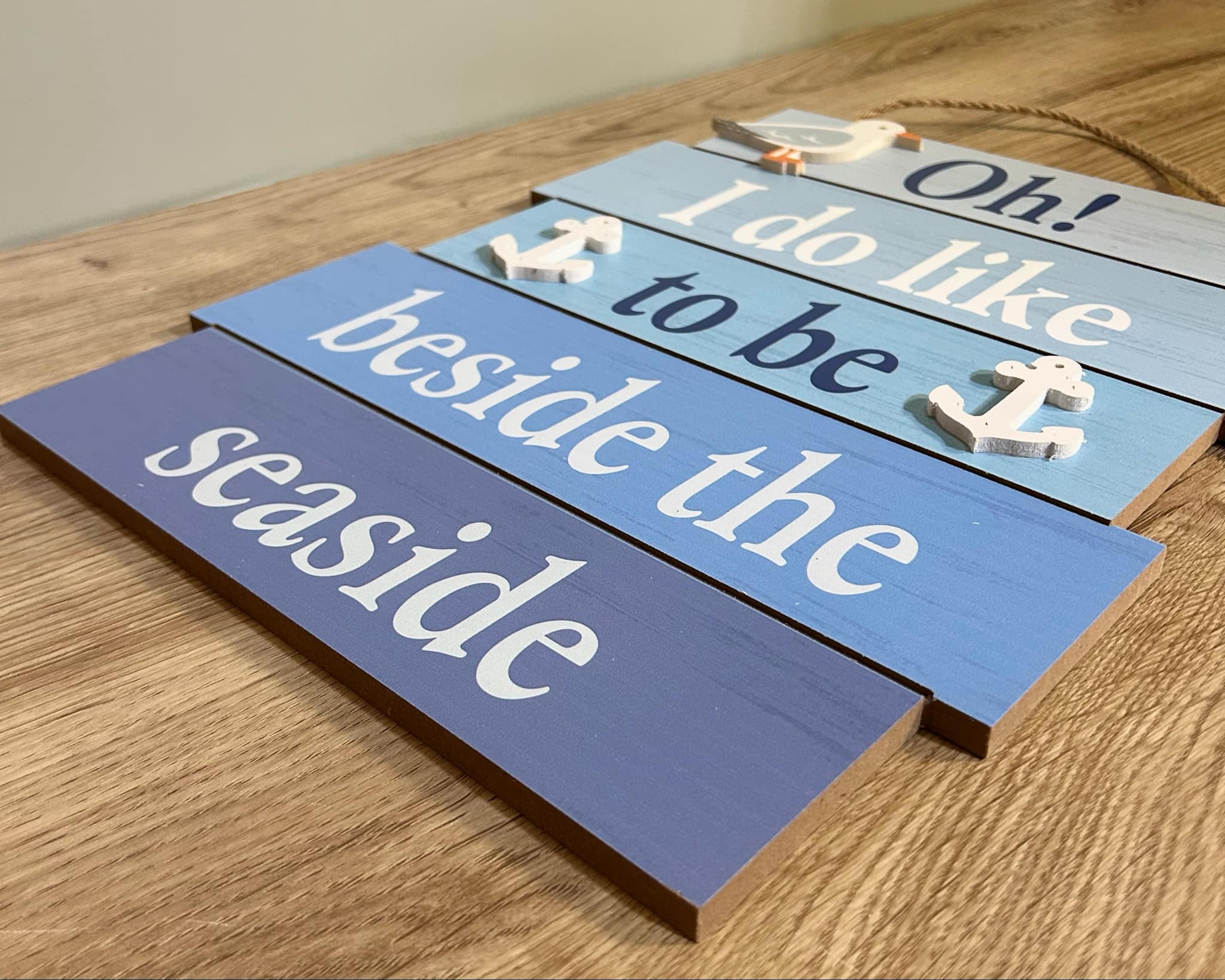 Wooden Rope Sign - Beside The Seaside