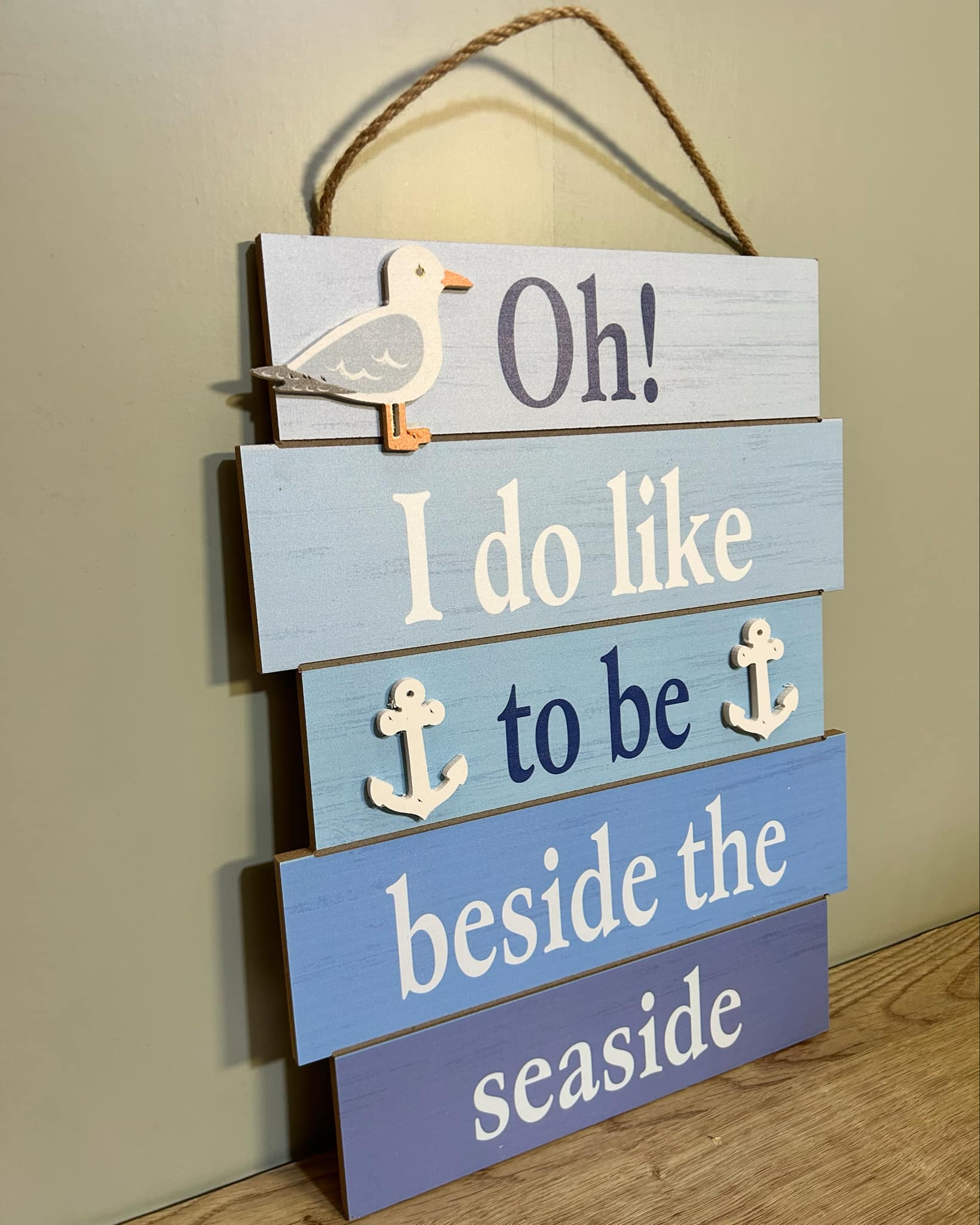 Wooden Rope Sign - Beside The Seaside