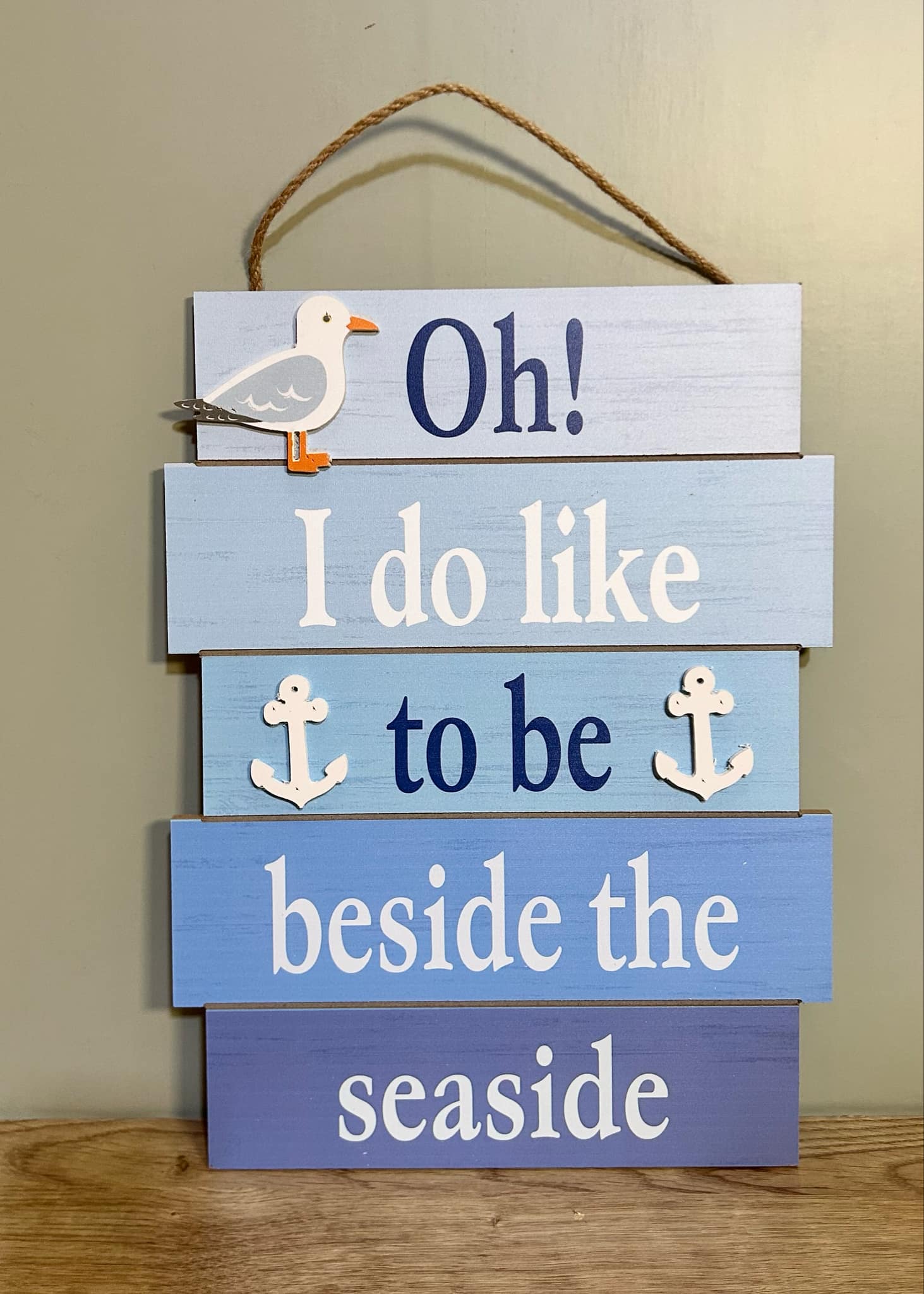 Wooden Rope Sign - Beside The Seaside