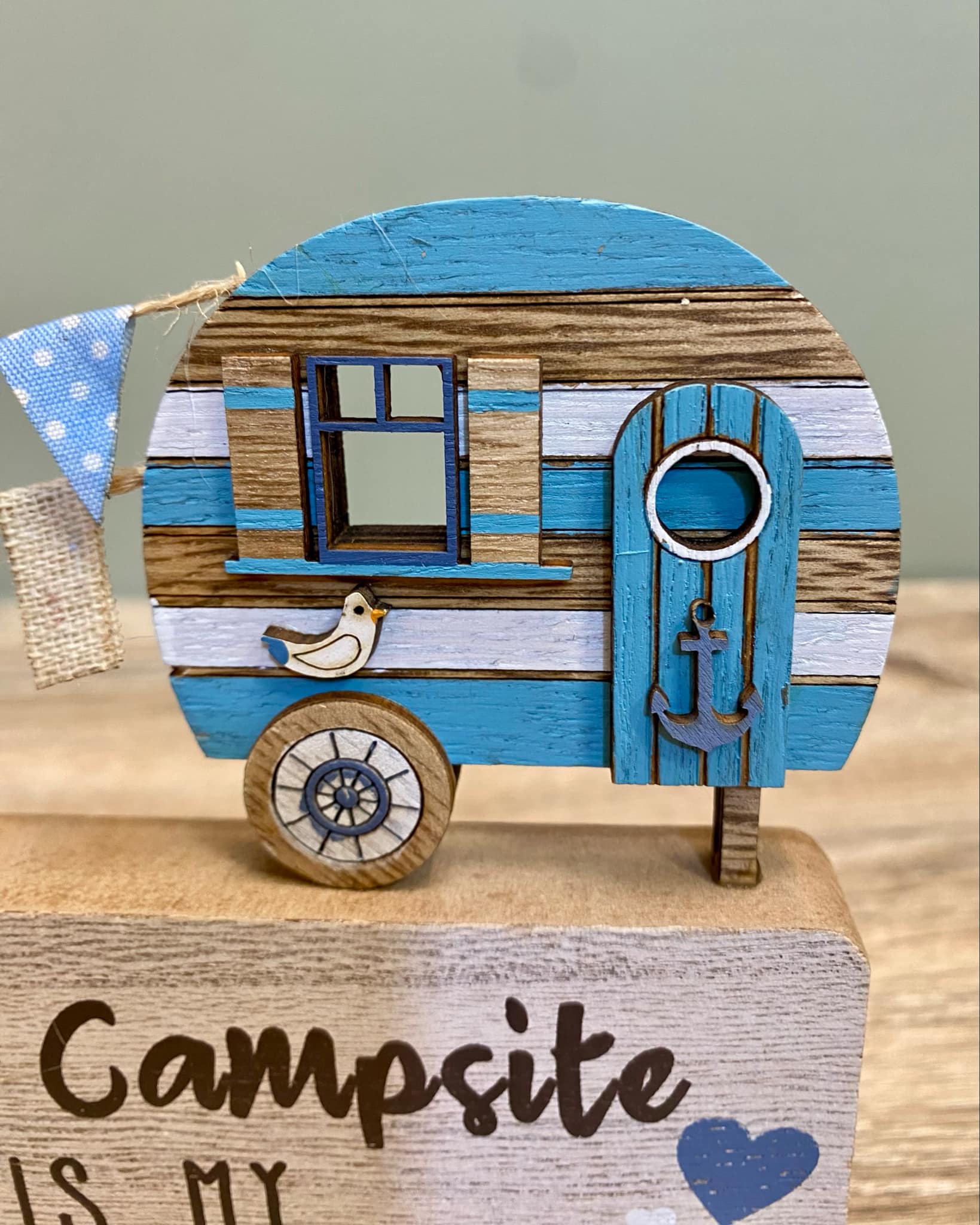 Wooden Caravan Scene Sign