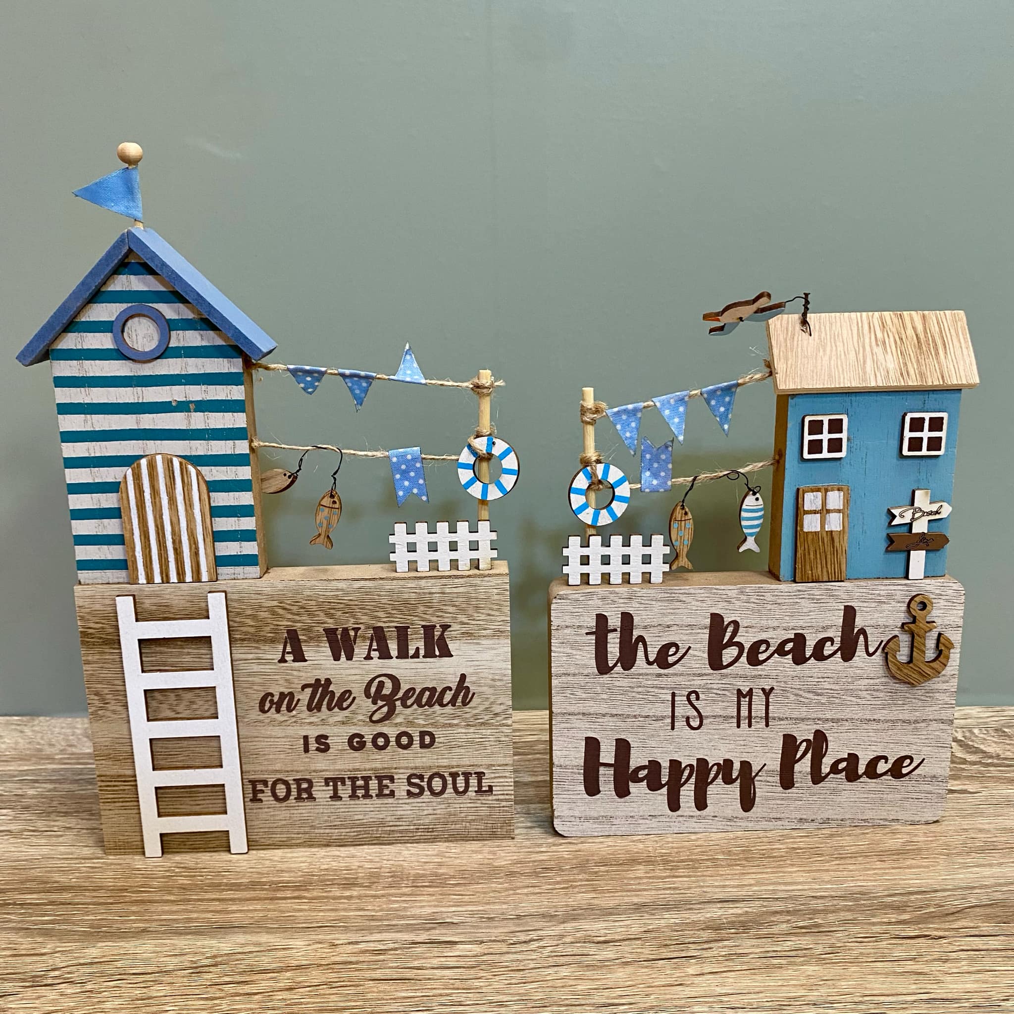 Wooden Coastal & Beach Hut Scene Sign