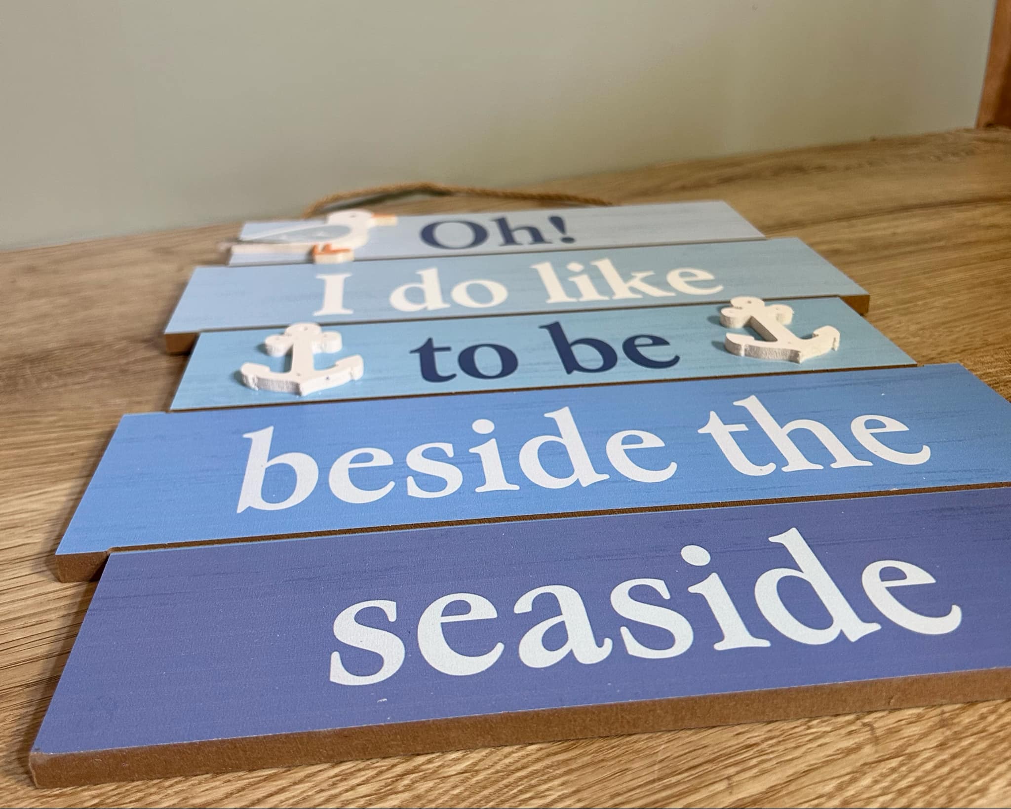 Wooden Rope Sign - Beside The Seaside