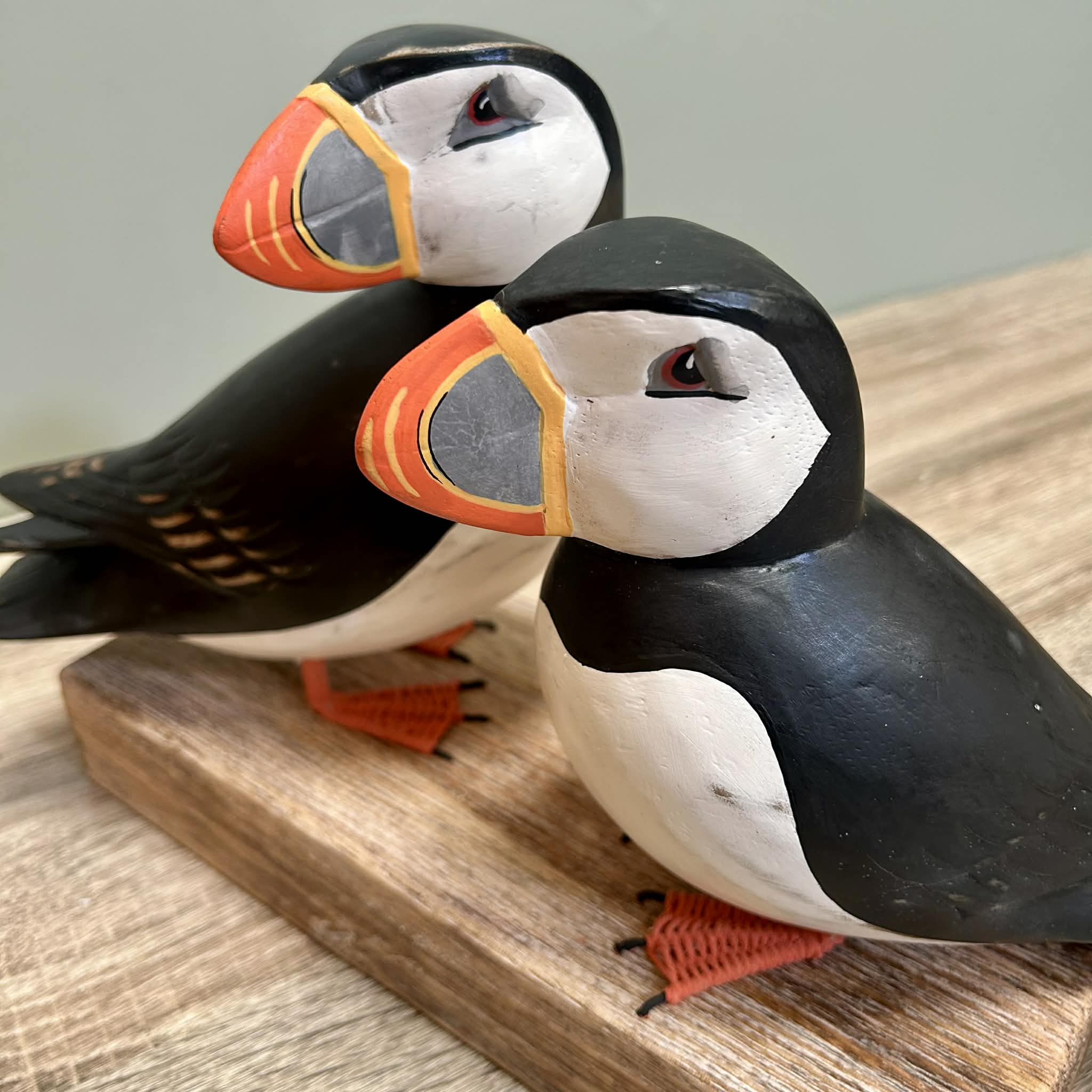 Puffins On Wooden Stand
