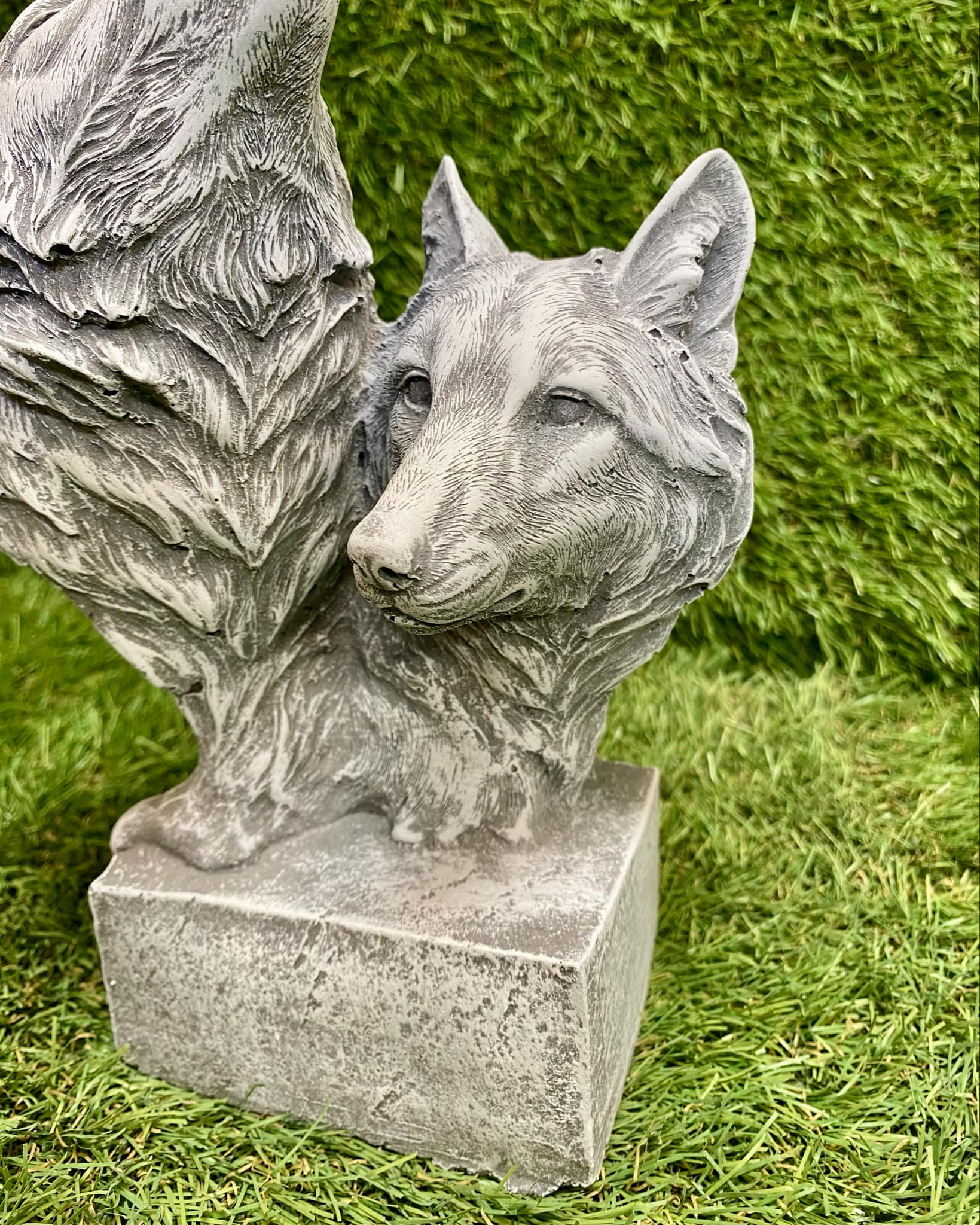 Two Wolves Heads On Stand