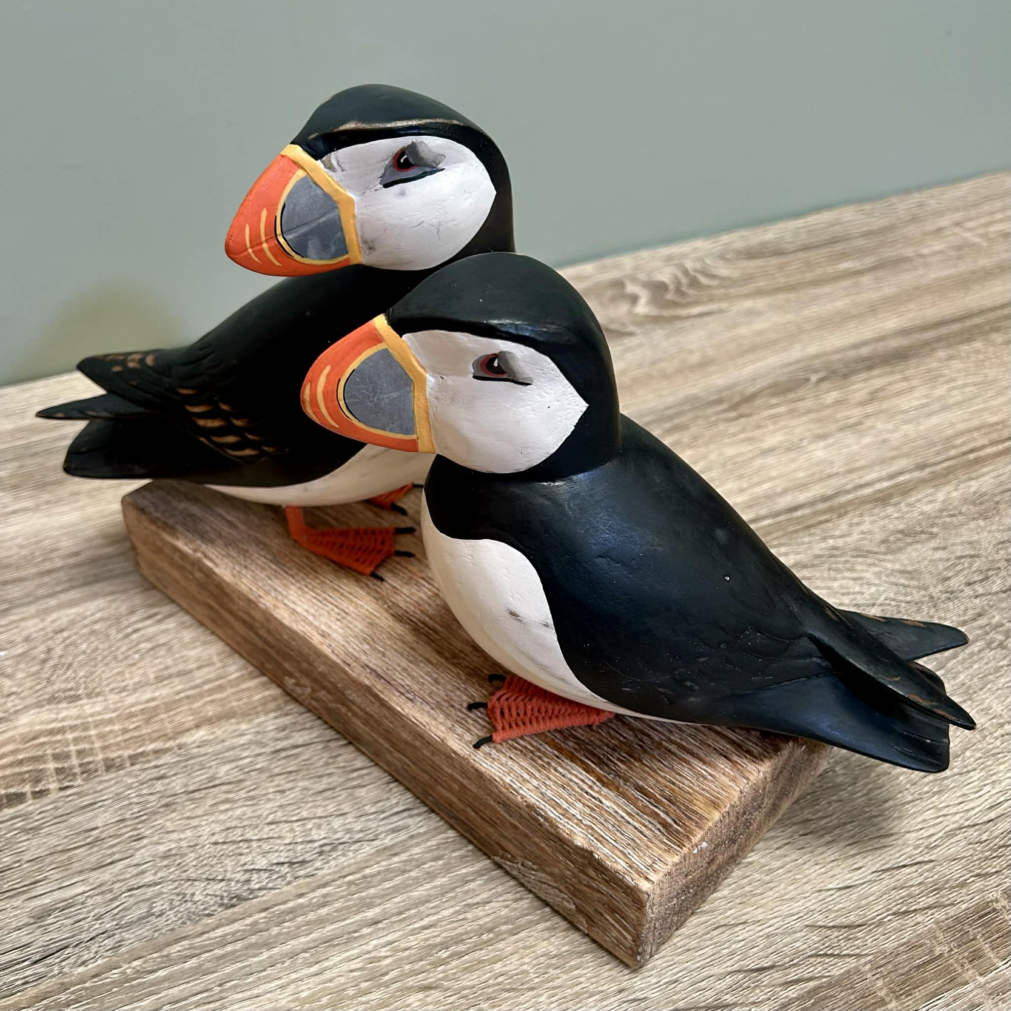 Puffins On Wooden Stand