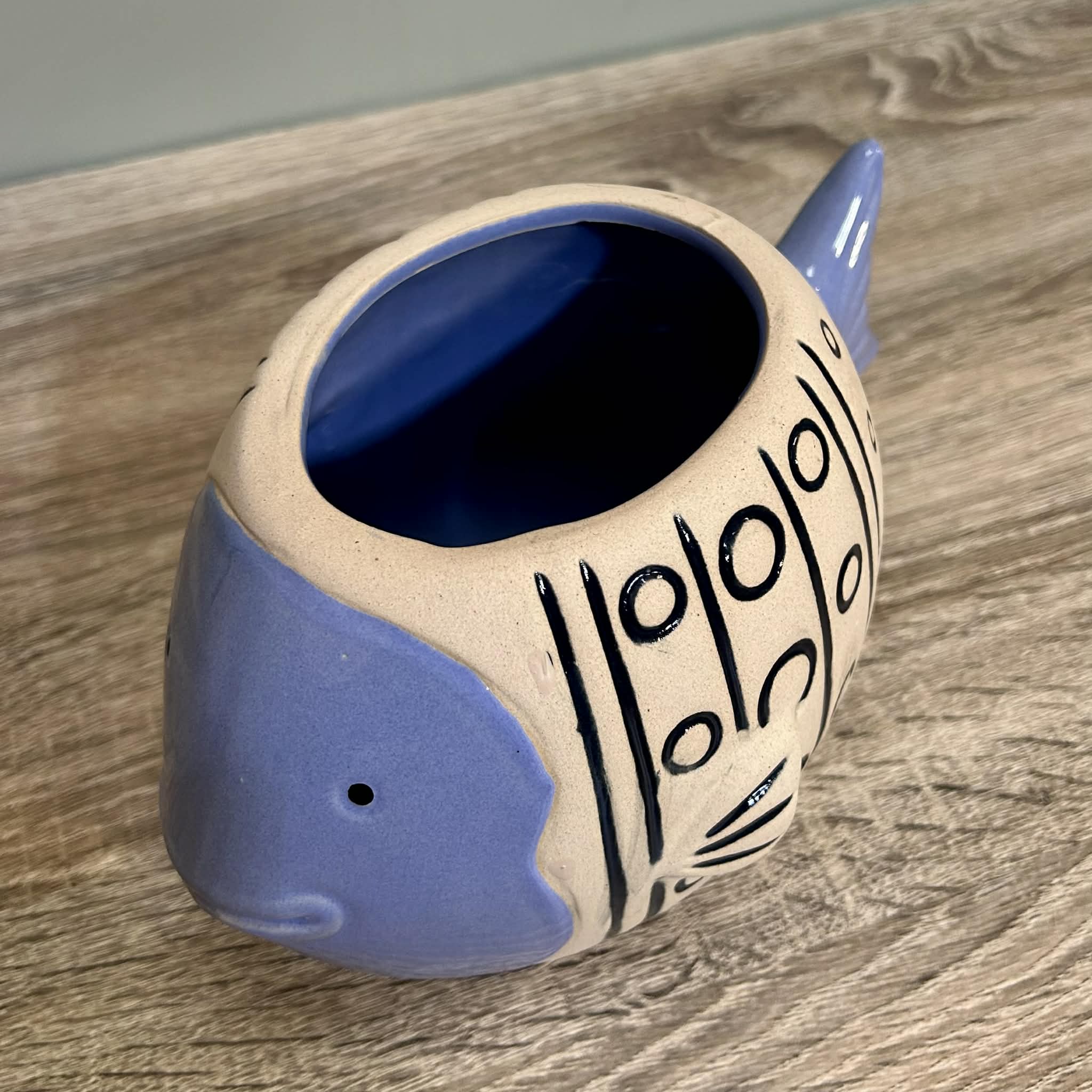 Ceramic Blue Fish Planter