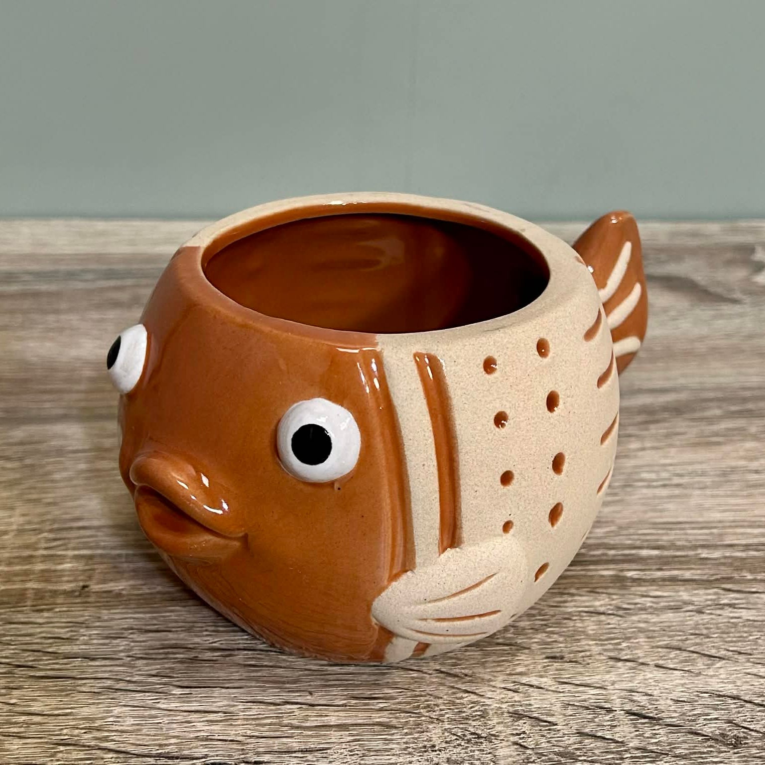 Ceramic Orange Fish Planter