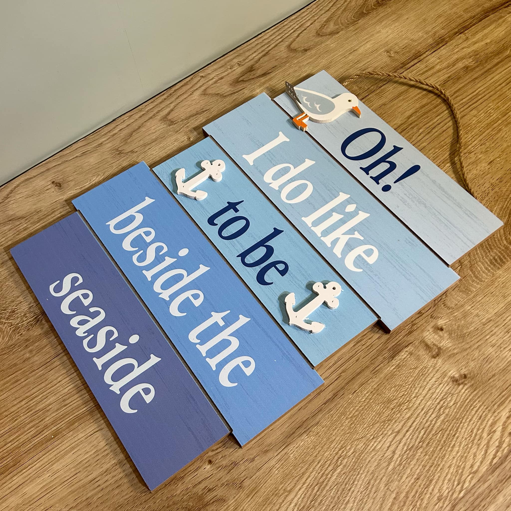 Wooden Rope Sign - Beside The Seaside