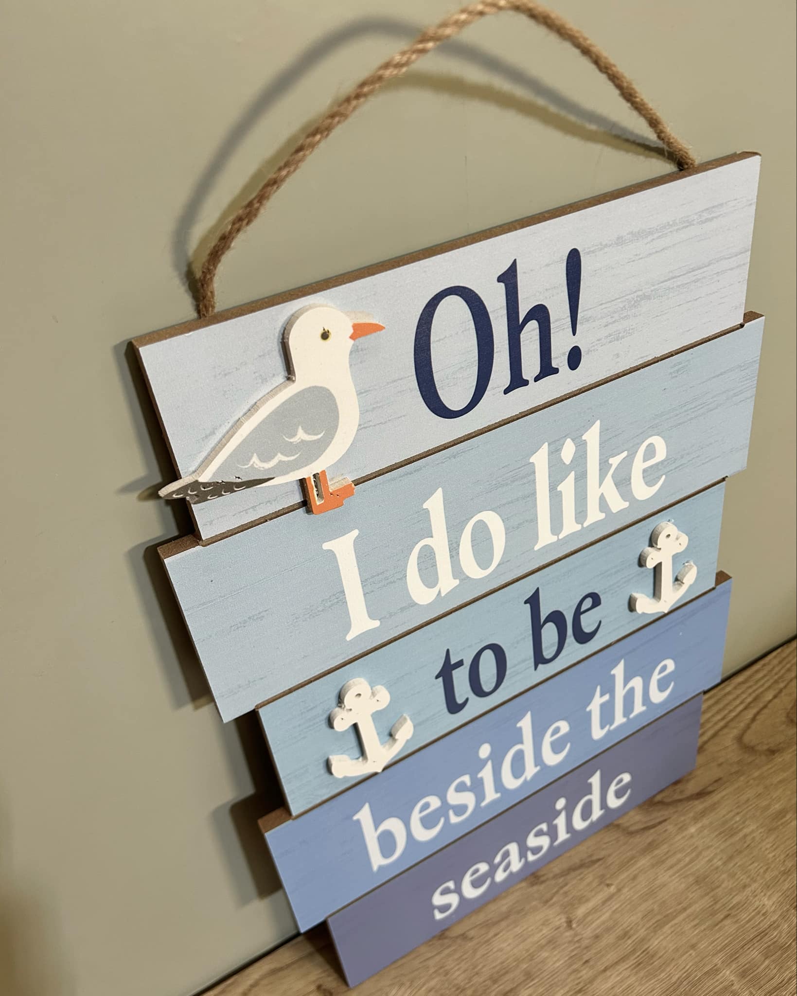 Wooden Rope Sign - Beside The Seaside