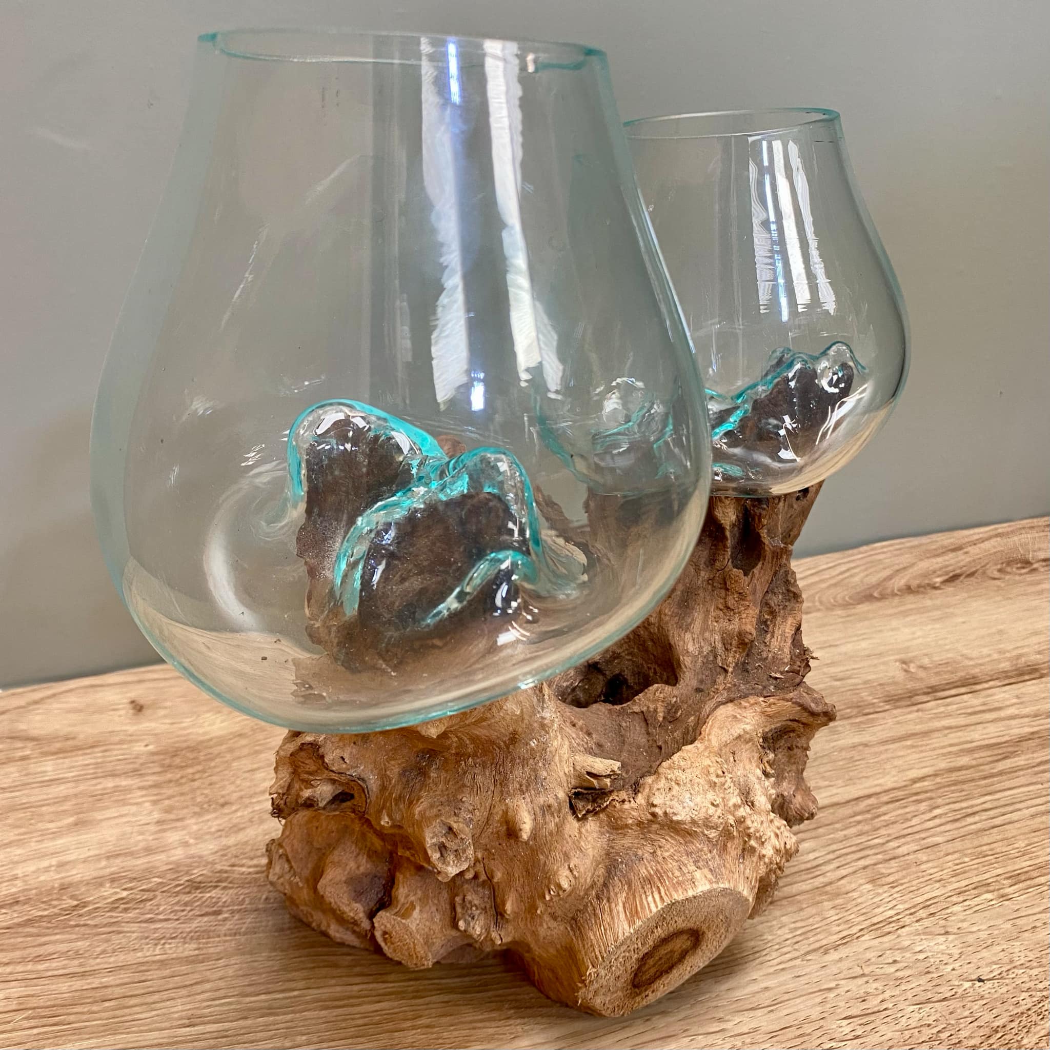 Driftwood Double Glass Vase