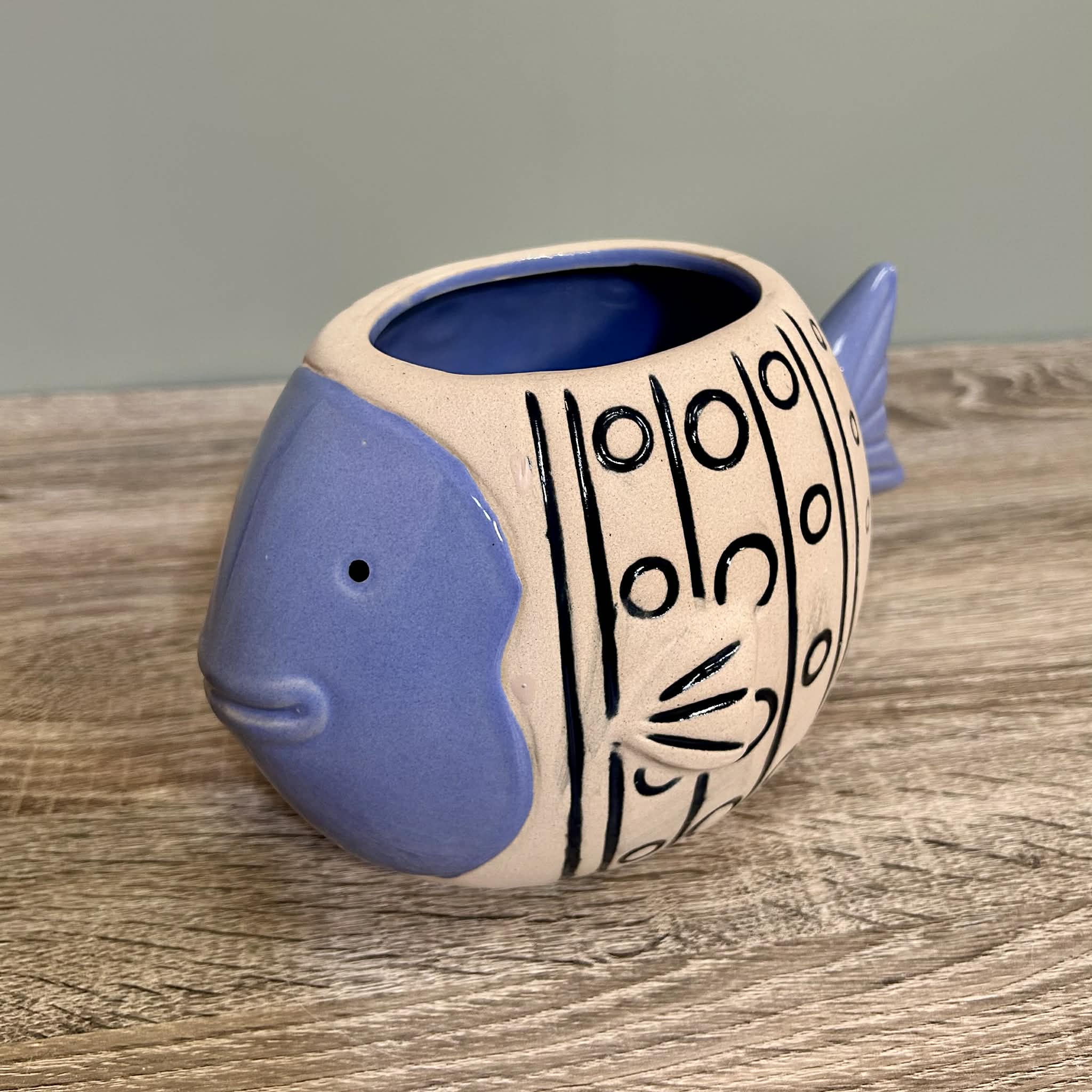 Ceramic Blue Fish Planter