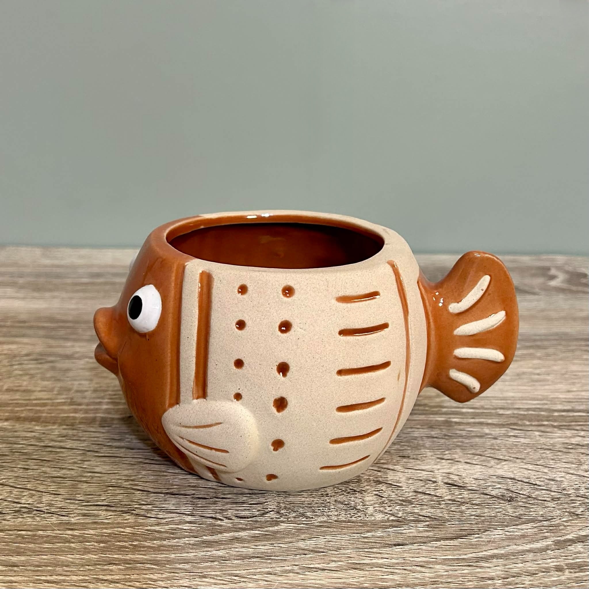 Ceramic Orange Fish Planter