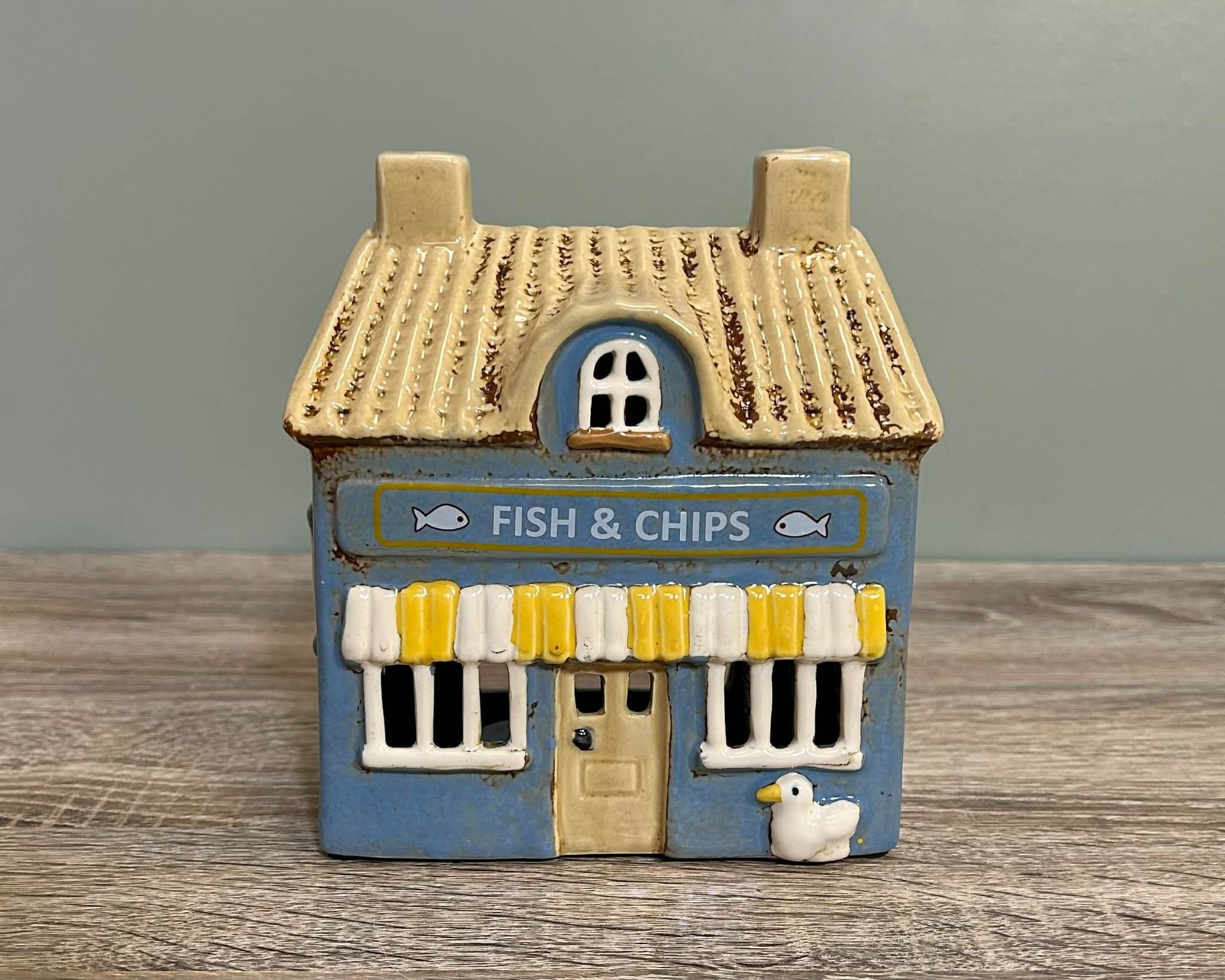 Ceramic Tealight Fish And Chip Shop
