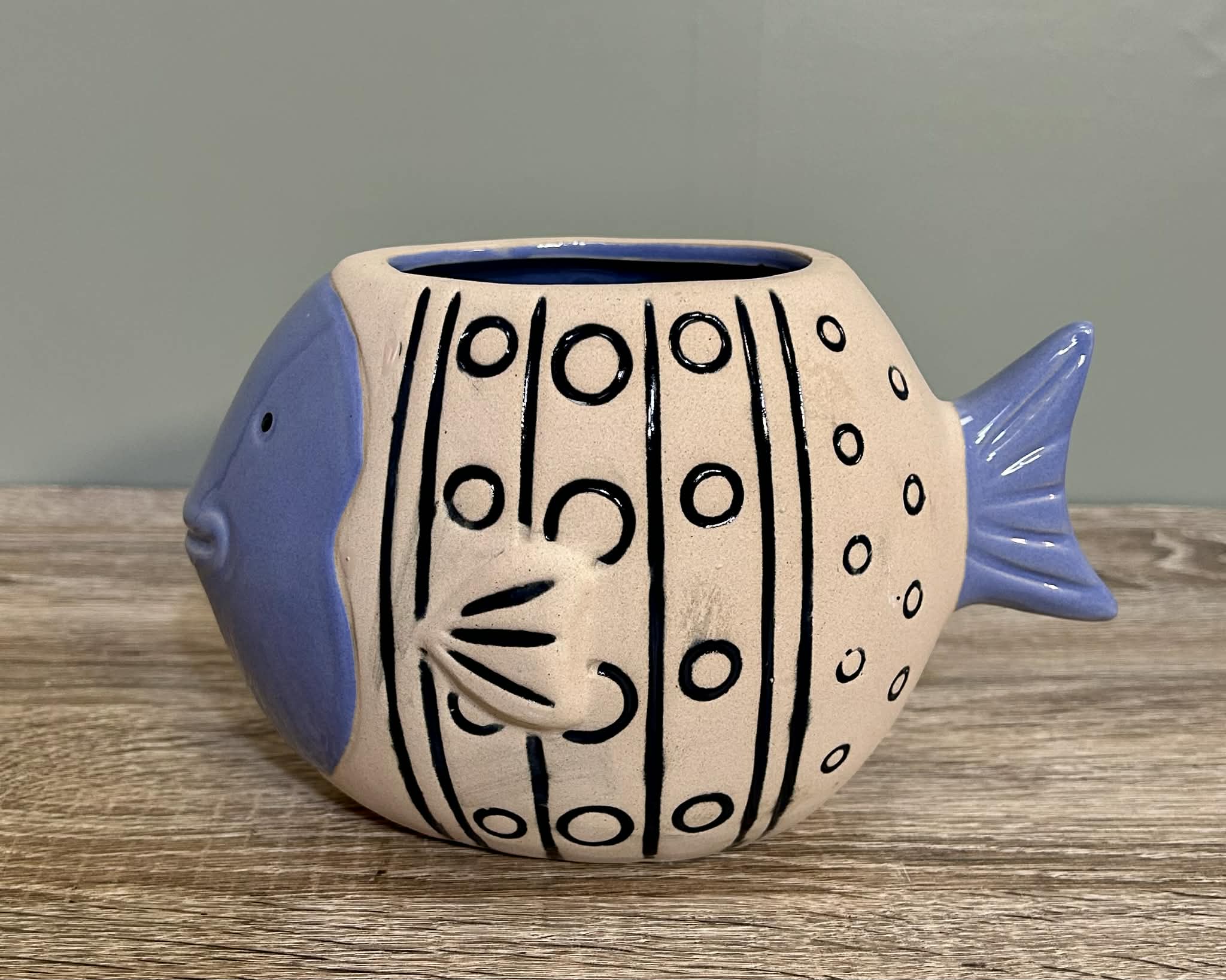 Ceramic Blue Fish Planter